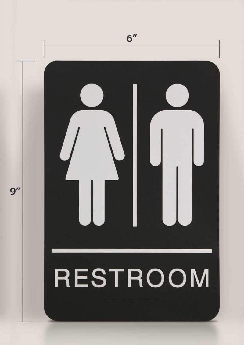 Headline Sign 9006 Women and Menâ€™s Restroom ADA Sign with Grade 2 Braille and Tactile Graphics, 6" x 9", Black/White, Made in USA - Image 4
